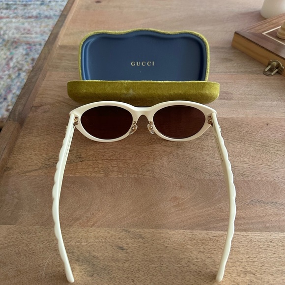 Gucci Cream Sunglasses with Brown Lenses - Picture 1 of 4